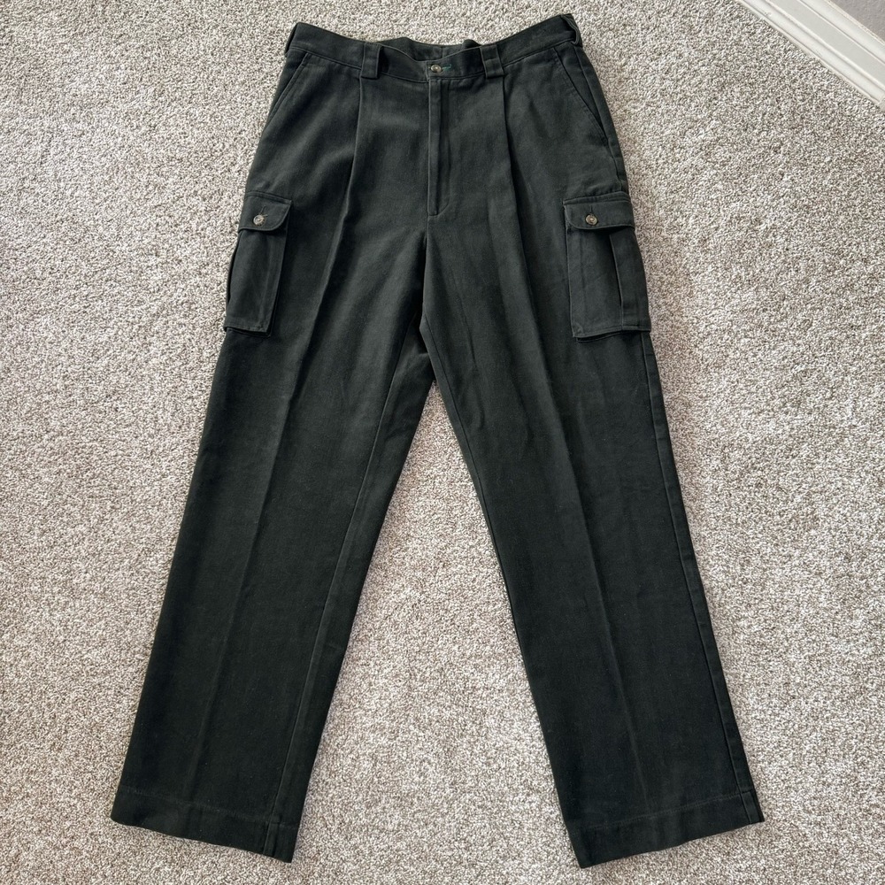 Mens Vintage Tommy Hilfiger Size 34/32 Wide‎ Leg Green Cotton Cargo Pant